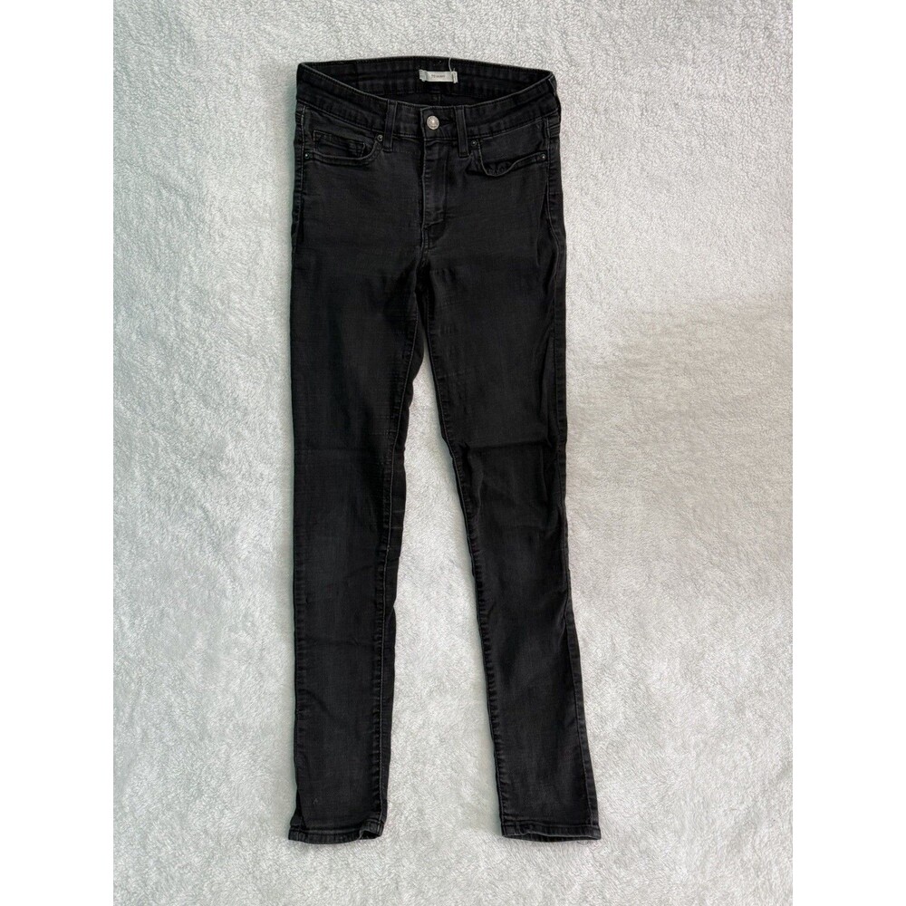 Levi's 711 Black Mid-Rise Skinny Leg Denim Jeans Women's Size 27 X 30 Faded